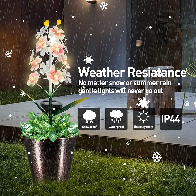 1 Pc Outdoor Solar Flower Lights Ground Light With Flower Pot, Courtyard Garden Lights , Lawn Path, Landscape Light, Atmosphere Decoration Light