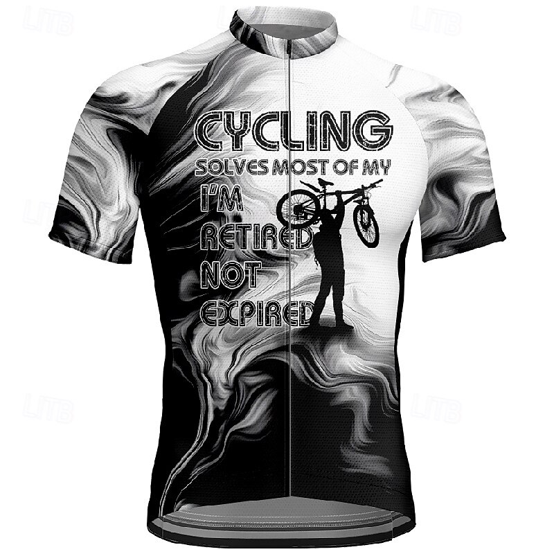 Men's Cycling Jersey Letter & Number Short Sleeve Bike Tee Tshirt Jersey with 3 Rear Pockets Mountain Bike MTB Quick Dry Anatomic Design Wicking Breathable Sports Black Yellow Red Clothing Apparel