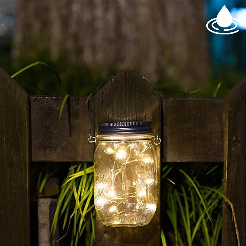 Elegant Wedding Party Reception Solar Mason Jar Lid String Lights - Waterproof Outdoor Fairy Firefly Lights for Patio, Garden,Party Decor 6 Set