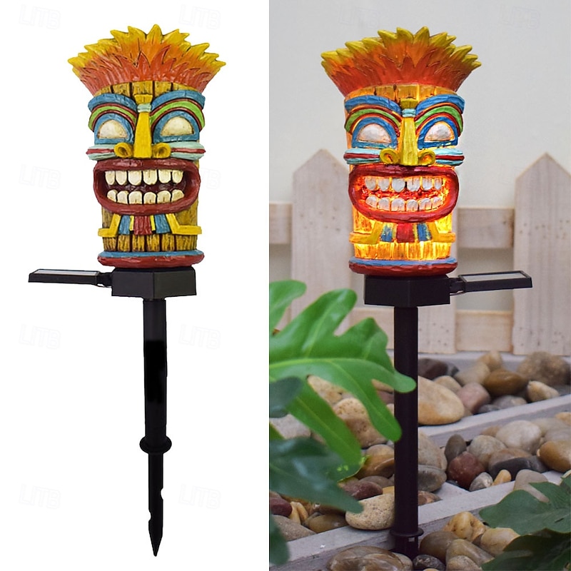 1 Pc Led Outdoor Solar Landscape Lights Powered Wild Man Totem Ground Plug-In Lamp Courtyard Garden Lawn Villa Courtyard Landscape2