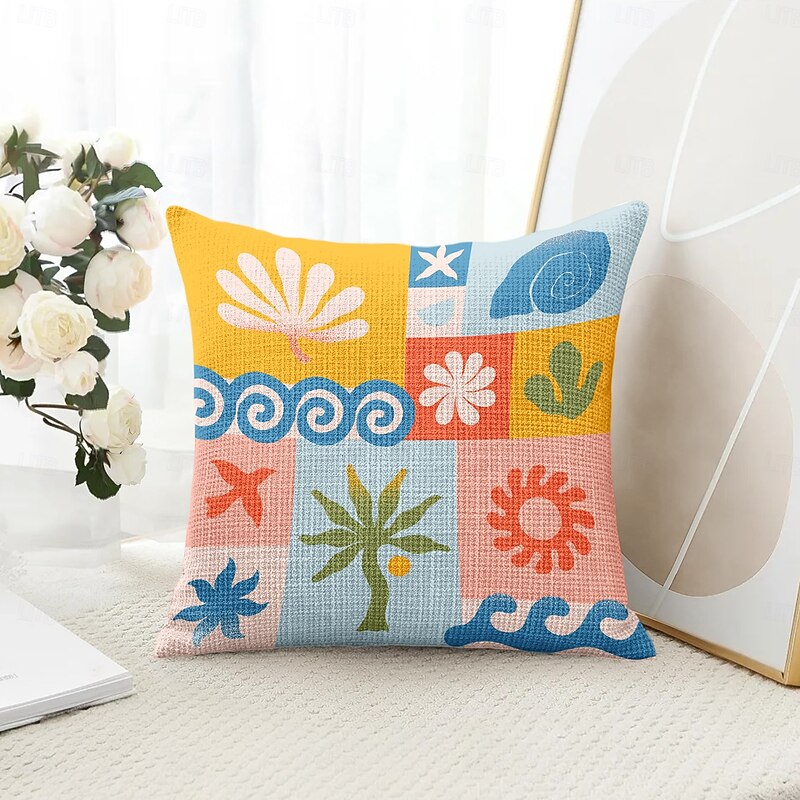 Colorful Daisy Decorative Toss Pillows Cover 1PC Soft Square Couch Cushion Case Pillowcase for Bedroom Livingroom Sofa Chair4