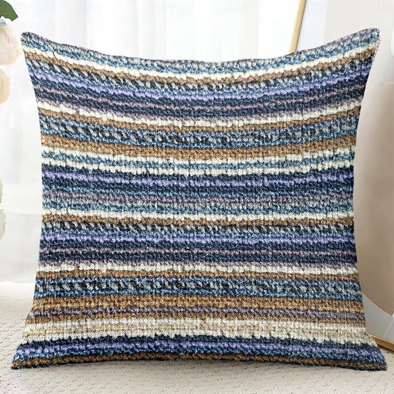 Geometric Strip Pattern Decorative Toss Pillows Cover 1PC Soft Square Couch Cushion Case Pillowcase for Bedroom Livingroom Sofa Chair3