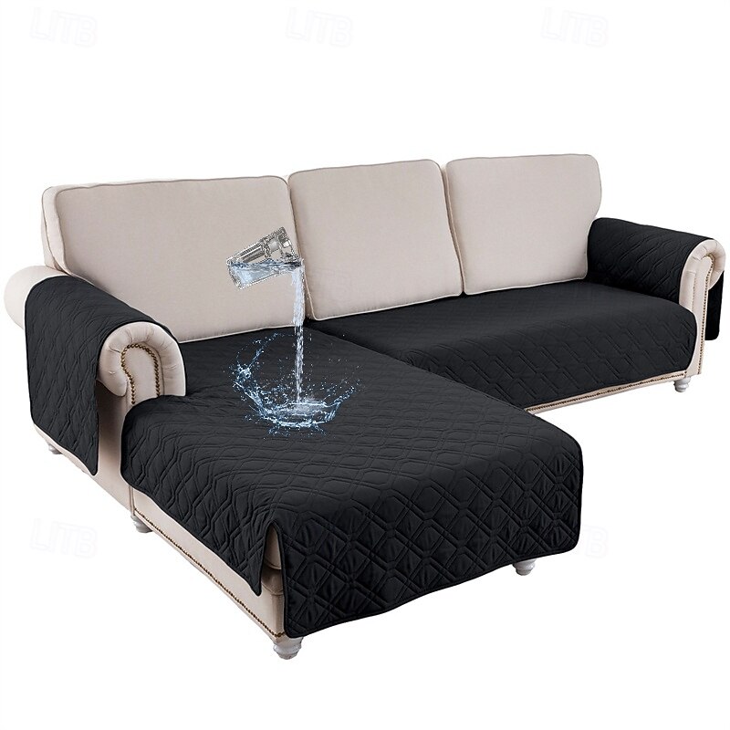 100% Waterproof  Sofa Cover Quilted Sectional Couch Mat for Dogs and Pets, Couch Sofa Slipcover for Pets Non Slip Furniture Protector 2 Pcs Set for L Shape  Sofa