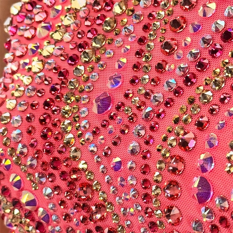 Figure Skating Dress Women's Girls' Ice Skating Dress Red Thumbhole Asymmetric Hem Mesh High Elasticity Training Competition Skating Wear Classic Crystal / Rhinestone Long Sleeve Ice Skating Figure3