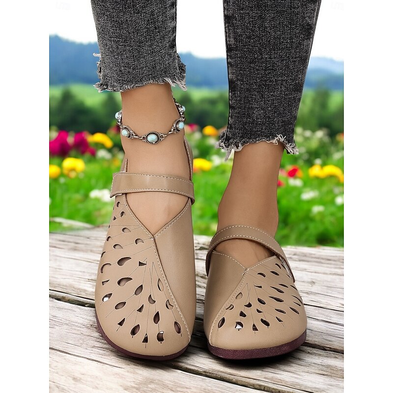 Women's Breathable Cutout Wide Fit Mary Jane Flats | Soft Sole Faux Leather Casual Barefoot Shoes for Walking & Daily Use2