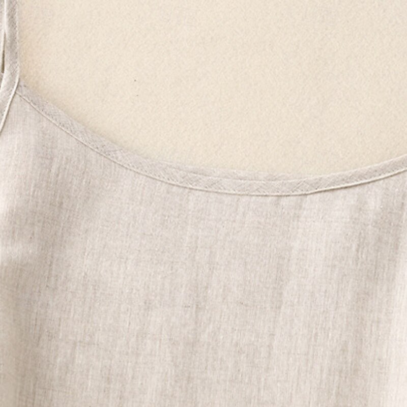 Women's Linen Shirt Blouse Cotton Linen Shirts Plain Casual Sleeveless Strap Regular Tops Daily Going out Black White Apricot Summer4