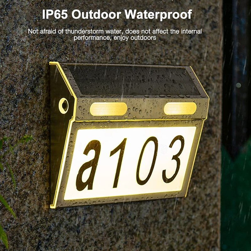 1 Pc outdoor solar stainless steel door light IP65 waterproof street sign high brightness light bead three level dimming wall light House Number Lights