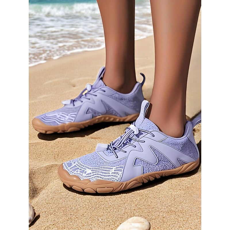 Breathable Wide Fit Water Shoes for Women – Stylish Color-block Barefoot Aqua Shoes for Beach, Kayaking, Swimming & Travel, Quick-Drying Lightweight Swim Footwear4