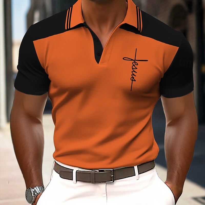 Easter Men's Graphic Polo Short Sleeve Polo Shirts Collared Shirts Vintage Athleisure Daily Wear 3D Print Summer Blue Purple Orange - Main Image