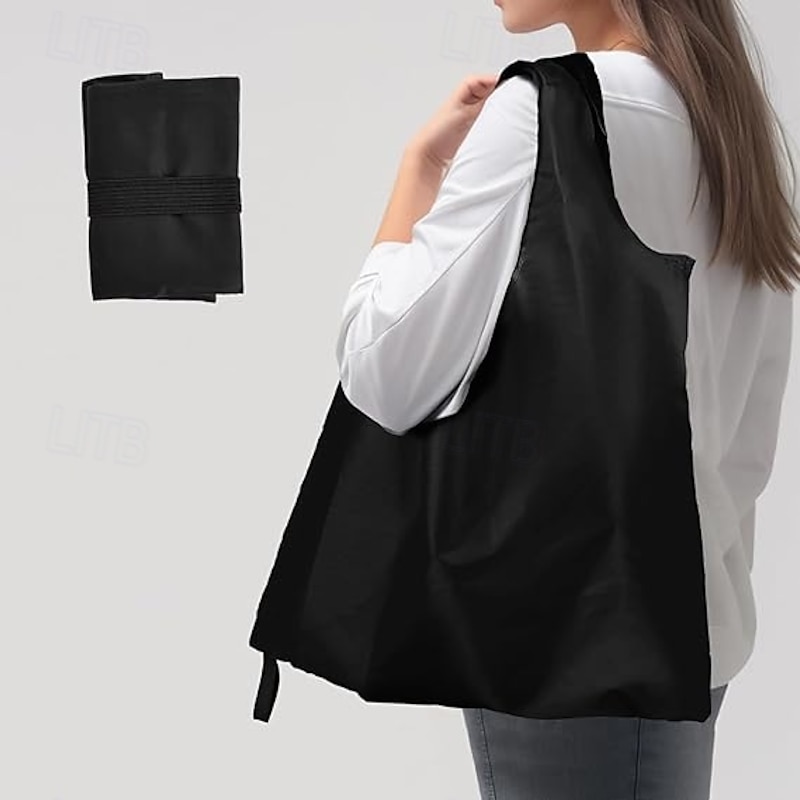 Foldable Shopping Bag Waterproof Reusable Grocery Tote, Heavy-Duty Polyester Eco Bag, Portable Nylon Handbag for Shopping, Travel, Daily Use