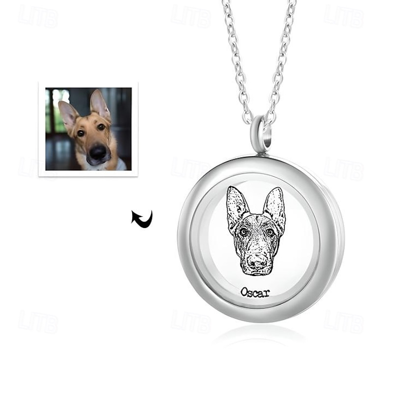 1 PC Personalized Custom Pet Ash Necklace Used To Commemorate Your Favorite Pet Inside Can Place Pet Ashes Can Customize Pet Photos Available In Three Colors.