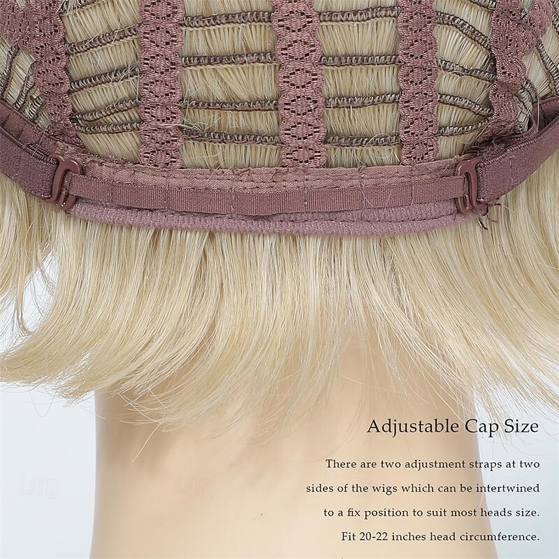 Ombre Blonde Wig Pixie Wig with Bangs for Daily Use or Cosplay Natural Straight Layered Synthetic Hair Short Wigs for Women Ladies4