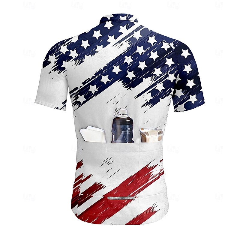 Men's Cycling Jersey Graphic National Flag Short Sleeve Bike Tee Tshirt Top with 3 Rear Pockets UV Resistant Quick Dry Front Zipper Reflective Strips Sports Red Clothing Apparel2