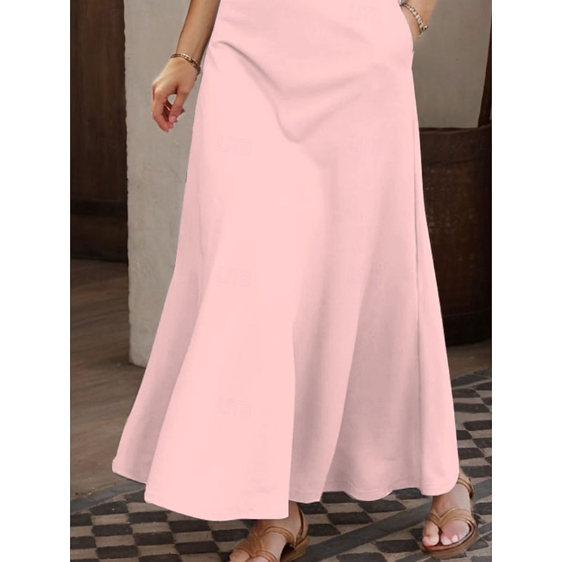 Women's Maxi Dress A Line Dress Summer Dress Off The Shoulder Dress Vacation Casual Party Date Regular Fit Solid Color Graphic Sleeveless Square Neck Black White Pink Gray Summer Spring3