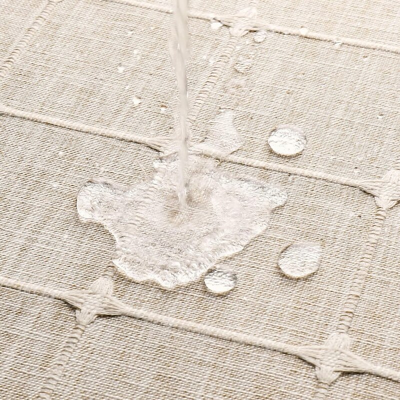 Boho Farmhouse Shower Curtain Set 180cm*180cm(70"*70"), Modern Cotton Linen Fabric Cloth Shower Curtains for Neutral Country Bathroom Decor, Tan Brown Bohemian Rustic3