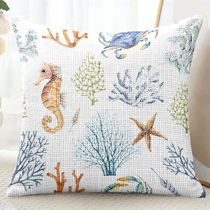 Ocean Creature Decorative Toss Pillows Cover 1PC Soft Square Couch Cushion Case Pillowcase for Bedroom Livingroom Sofa Chair3