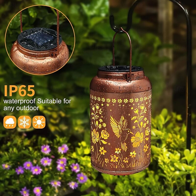 1PC Hummingbird Solar Light Outdoor Hanging Lanterns IP65 Waterproof Metal Crafts Garden Courtyard Lawn Decoration Send Friend Birthday Gift4