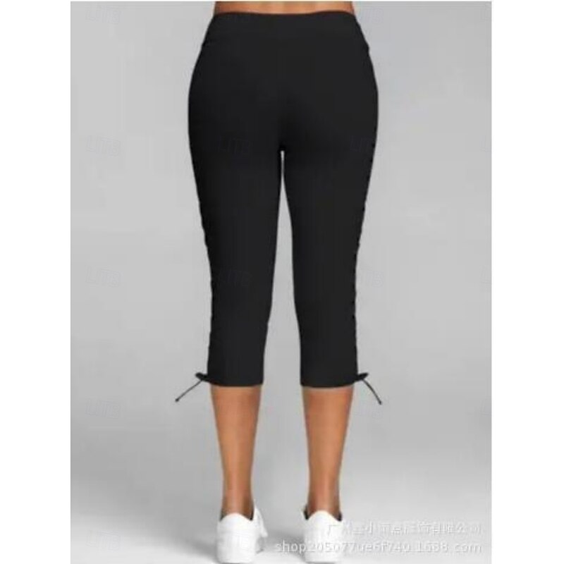 Women's Leggings Capri Pants Sweatpants Crop Active Athletic Knee Length High Waist Plain Patchwork Comfy Soft Comfortable Micro-elastic Outdoor Yoga Athletic Black White Pink Sky Blue Summer Slim Fit