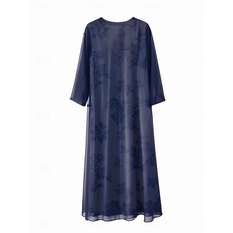 Women's Dress Set Midi Dress Summer Dress Casual Semi Formal Floral Graphic Print 3/4 Length Sleeve Crew Neck Daily Holiday Blue Purple Green Summer Spring Regular Fit4