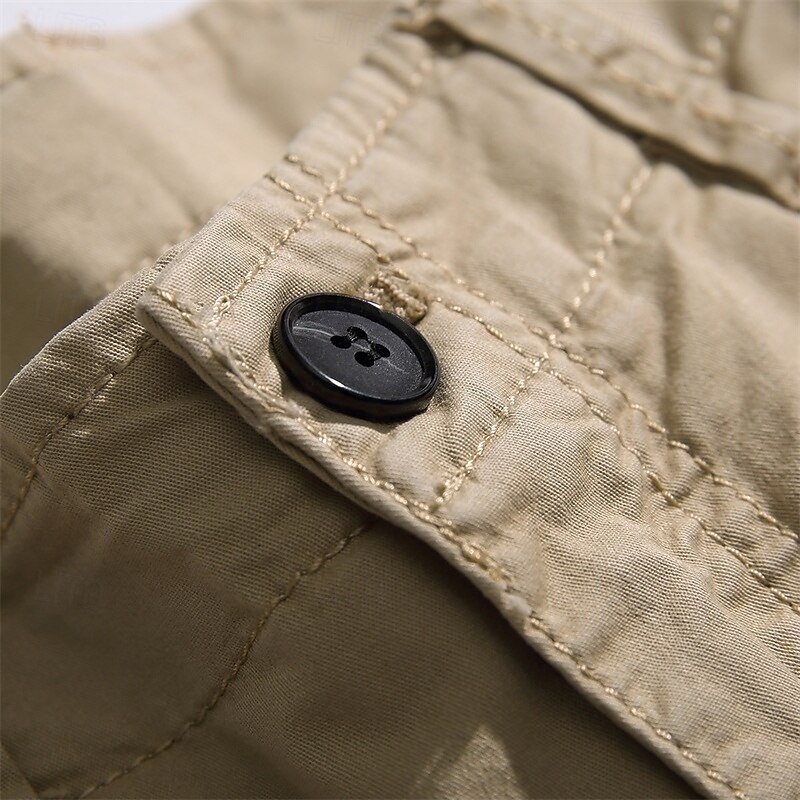 Men's Cargo Shorts Shorts Summer Shorts Zipper Pocket Multi Pocket Plain Comfort Wearable Knee Length Outdoor Sport Daily Fashion Casual Black Red3