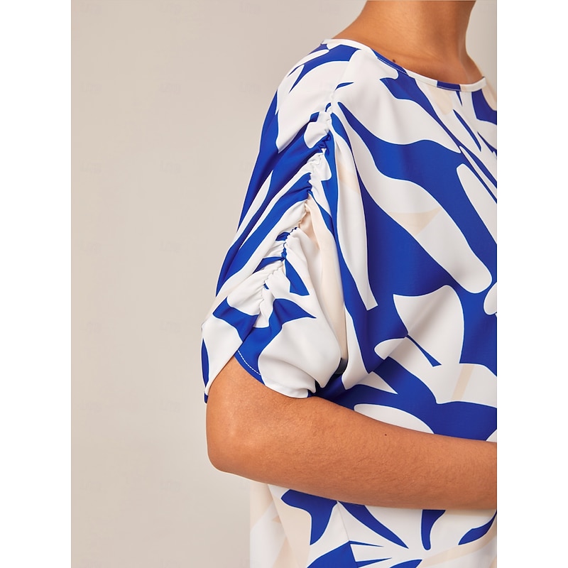 Satin Mismatched Floral Slash Neck T-shirt Sleeve Two Piece Set4