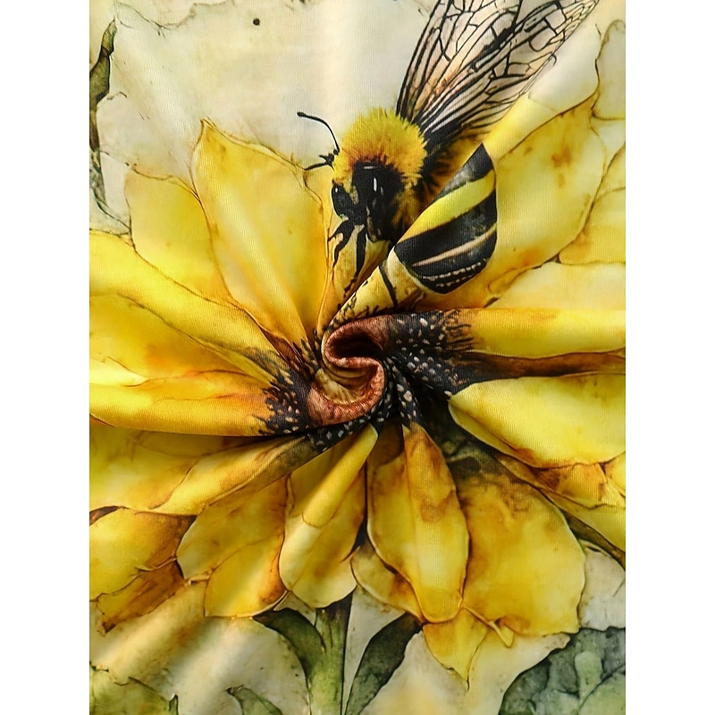 Women's T Shirt Floral Graphic Sunflower Vintage Stylish Classic Short Sleeve Crew Neck Round Neck Regular Tops Daily Print Yellow Summer Spring4