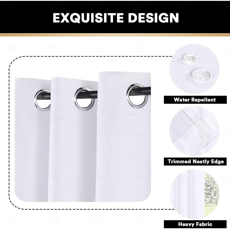 Linen Texture Curtains for Bedroom Solid 100% Blackout Thermal Insulated with White Liner Room Darkening Curtains/Draperies for Living Room Nursery 2 Pieces, W52 x L842