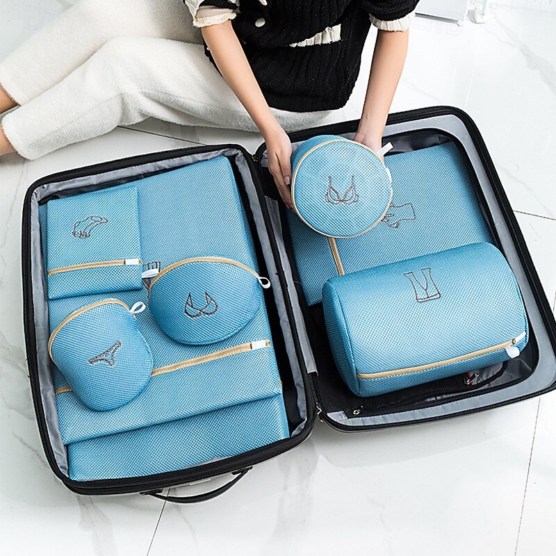 8 Pack Mesh Laundry Bags Set for Delicates Morandi Color Embroidered, Thickened Shape Retaining Machine Wash Bags for Lingerie, Jeans, Blouse, Stocking, Bra Ideal for Home & Hotel Use4