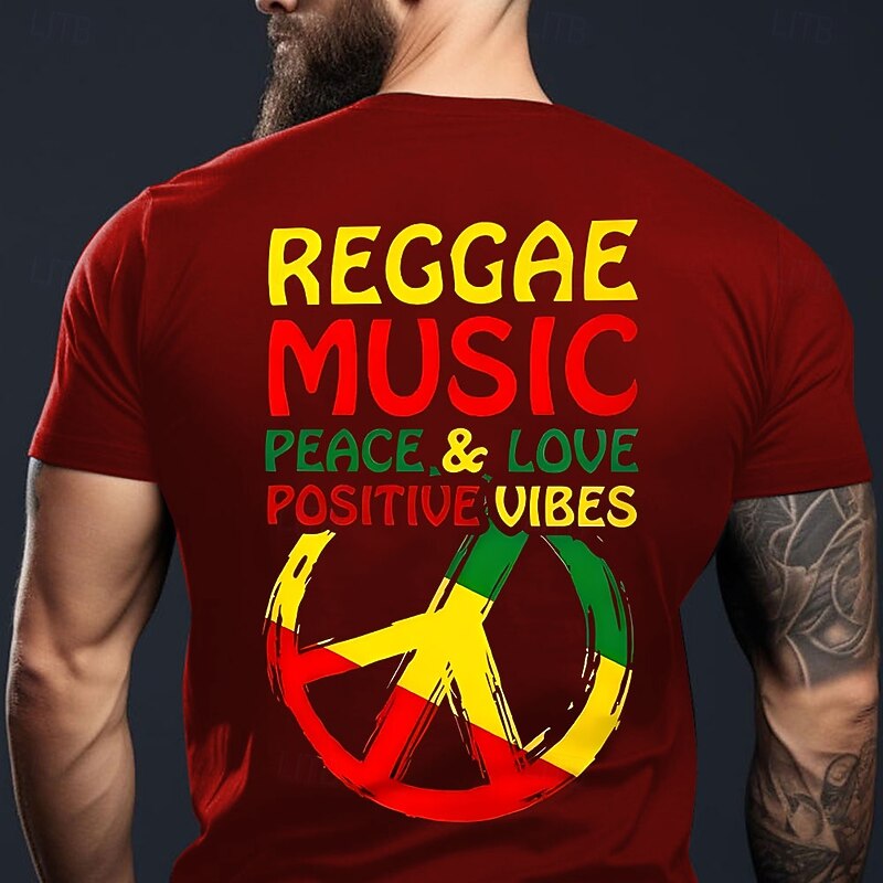 Reggae Music Peace Love Positive Vibes Men's Graphic T-Shirt2