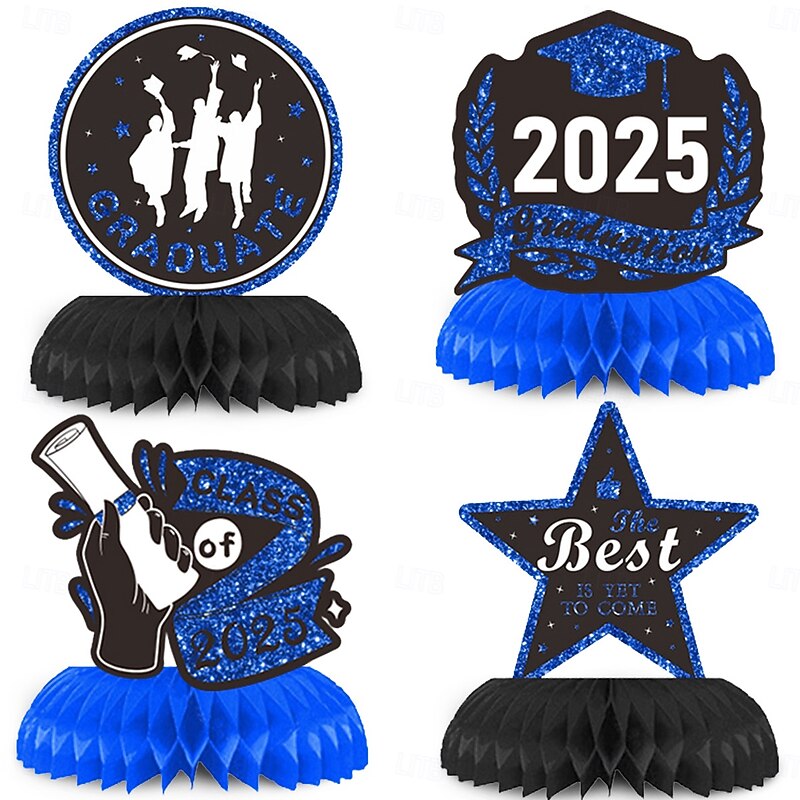 8PCS Graduation Decorations Class of 2025 Congrats Grad Table Centerpieces Graduation Honeycomb Centerpieces Grad Party Centerpieces 2025 Graduation Decorations for Party2