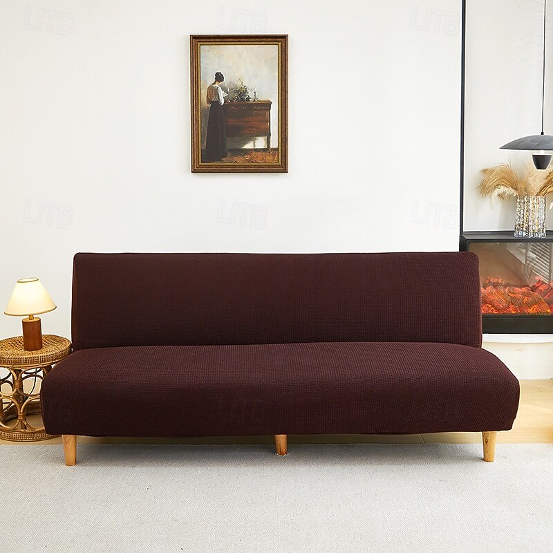 Jacquard Fabric Armless Sofa Bed Cover Slipcovers Stretch Protector Elastic Bench Cover