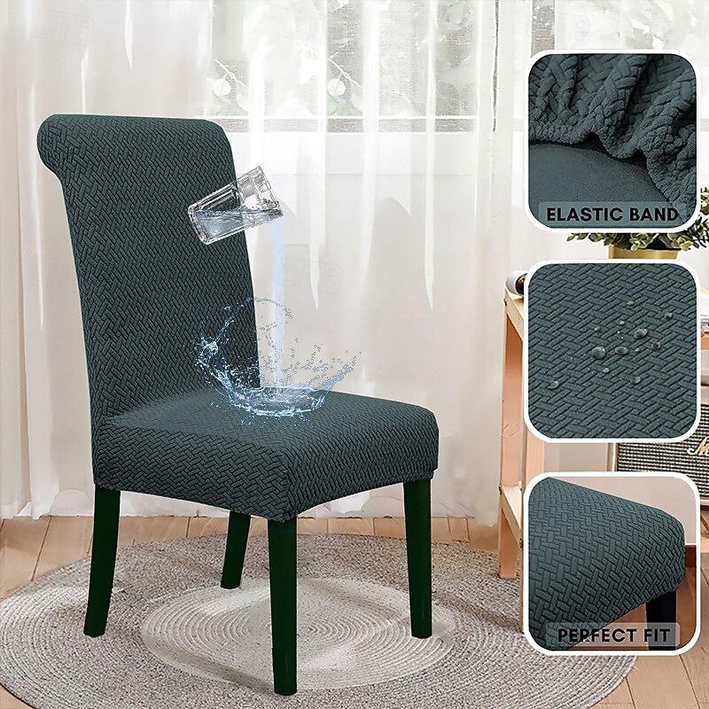 Stretch Waterproof Chair Cover High Back Dining Chair Cover Office Chair Stool Chair Cover Slipcovers 1/4/6pcs