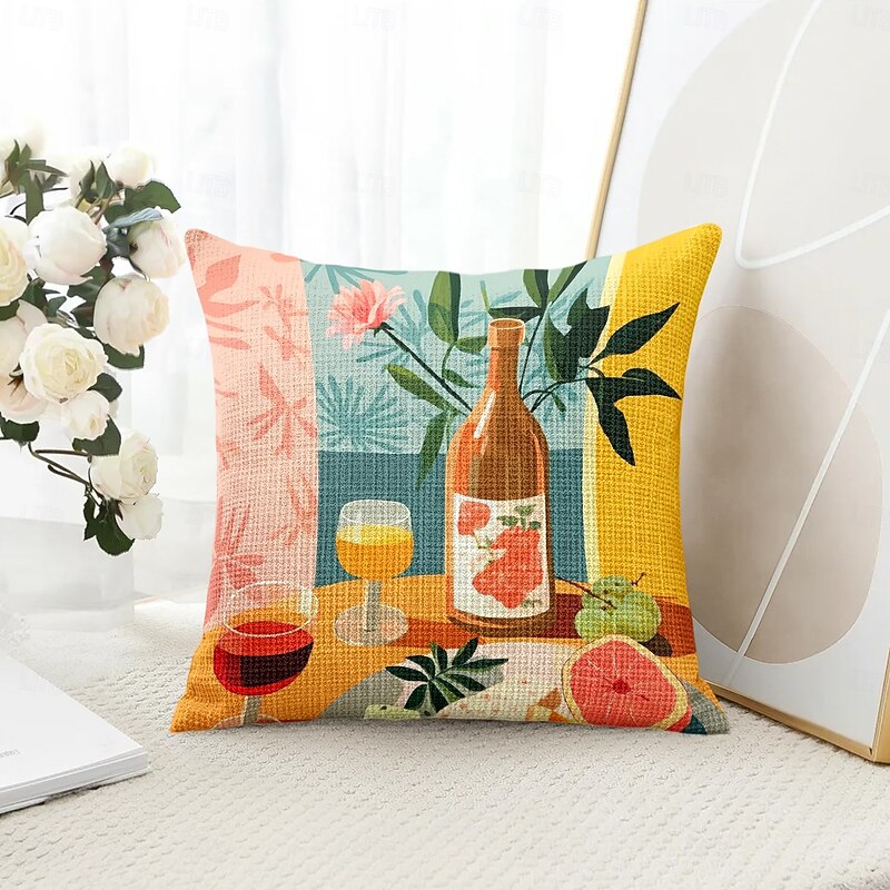 Summer Fruit Pattern Decorative Toss Pillows Cover 1PC Soft Square Couch Cushion Case Pillowcase for Bedroom Livingroom Sofa Chair4