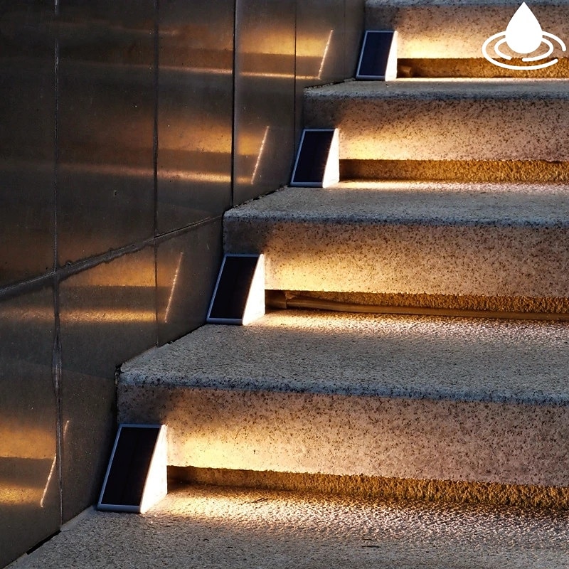 2pcs LED Groud Lights Solar Step Lights Outdoor Stair Lights LED Lens Design Super Bright IP67 Waterproof Anti-theft Stair Light Decor Lighting For Garden Deck Garden Lamp