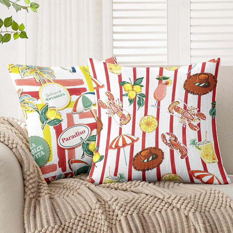 Summer Vacation Decorative Toss Pillows Cover 1PC Soft Square Couch Cushion Case Pillowcase for Bedroom Livingroom Sofa Chair4