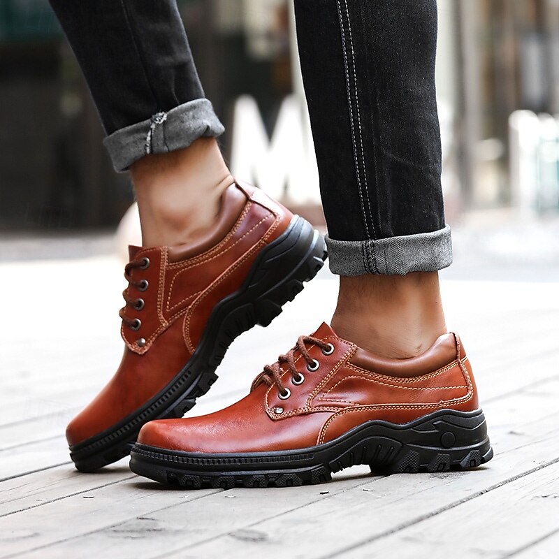 Men's Red-Brown Lace-Up Shoes with Cushioned Memory Foam Soles - Stylish and Supportive for Business Casual Outfits and Weekend Getaways2