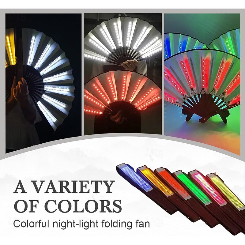 Boots on The Ground Fan, Party LED Hand Fan, Light up Fans for Line Clacking Dancing for Women Foldable, Line Dance Popping Fans, Hand Fan Glowing Stage Performance, Birthday Wedding Decor3