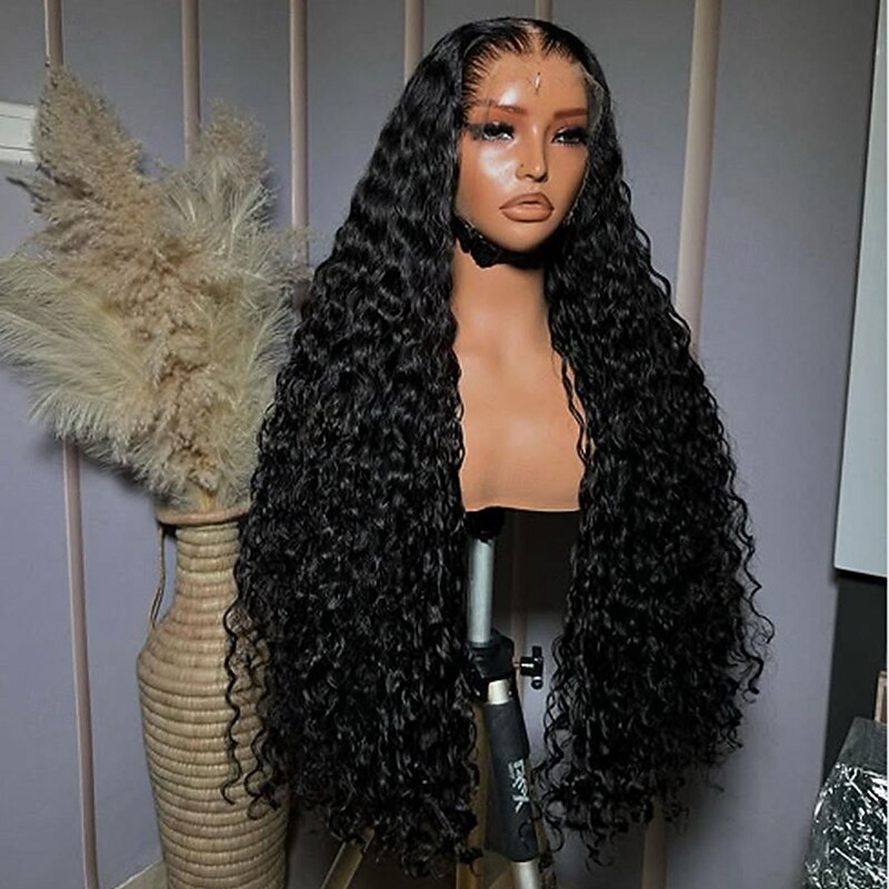 Human Hair 5x5 Closure 13x4 Lace Front Wig Free Part Brazilian Hair Water Wave Black Wig 130% 150% Density with Baby Hair 100% Virgin Glueless Pre-Plucked For Women Long Human Hair Lace Wig4