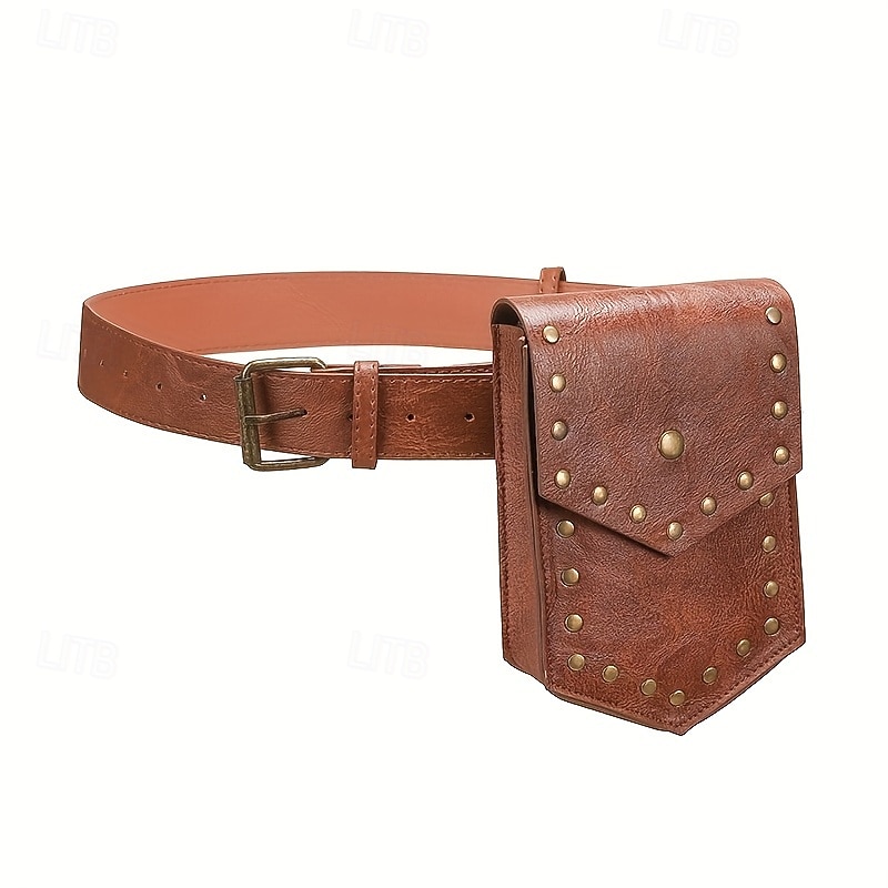 Punk & Gothic Medieval Renaissance Waist Belt Waist Bag Viking Crusader Archery Fancy Dress Men's Women's Unisex Celtic Halloween Carnival Masquerade Performance Party LARP Adults' Belt Bag All