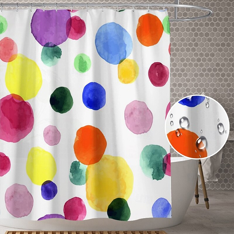 Waterproof Fabric Shower Curtain with Hooks 180cm*180cm(70