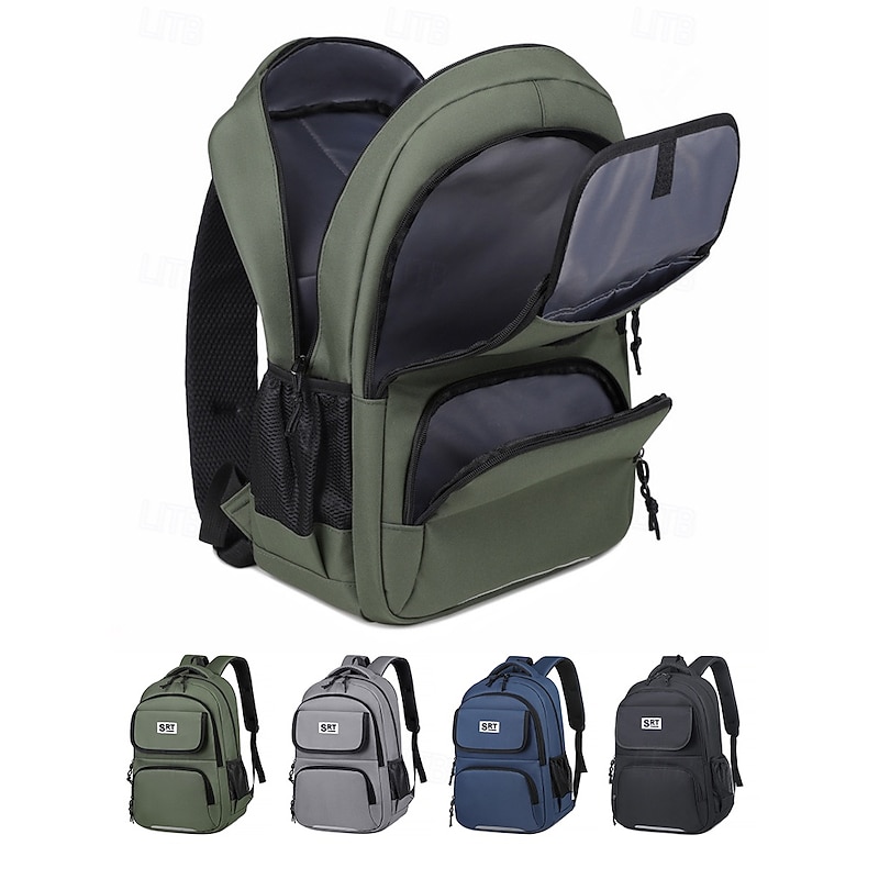 Men's Casual Backpack with Multiple Compartments, Durable Nylon Material, Stylish Design for School, Travel, and Everyday Use - Available in Green, Gray, Blue, and Black2