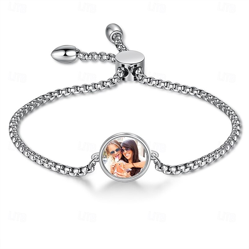 Personalized Custom Bracelet Custom Best Gift for Mom - Photo Engraved, Perfect for Mother's Day, Women's Day, Valentine's Day, Christmas, Anniversary, or Birthday