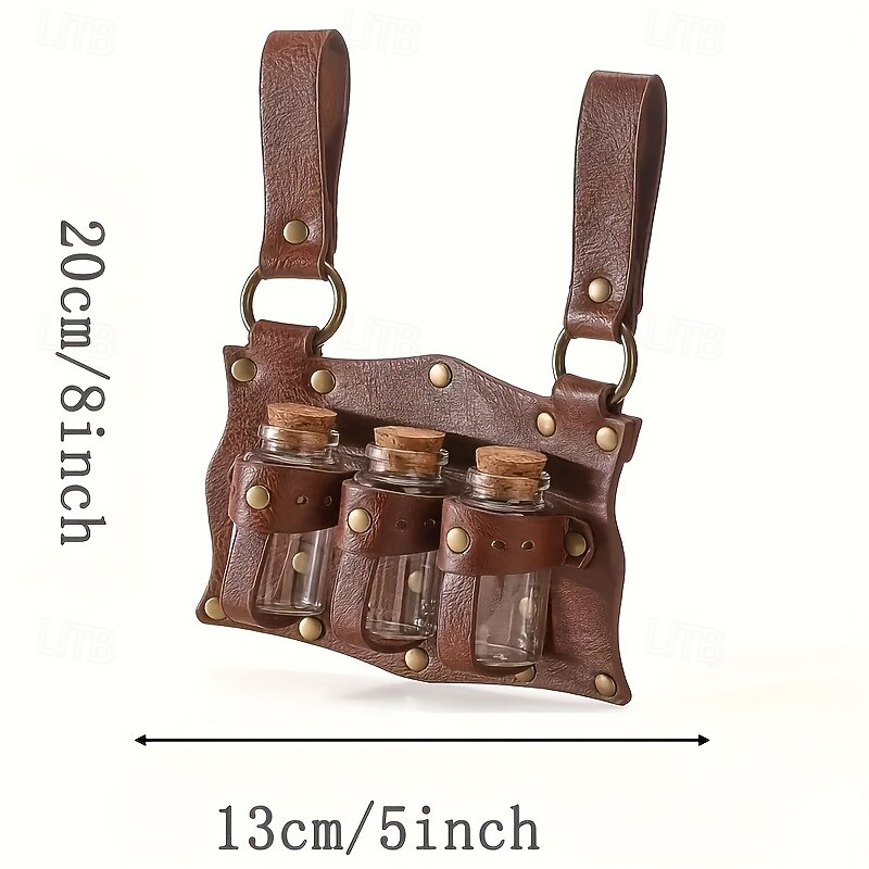 Medieval Renaissance Bag Waist Belt Accessories Viking Fancy Dress Men's Women's Celtic Viking Fantasy Halloween Carnival Performance LARP Adults' Belt Magic Bottle All Seasons3