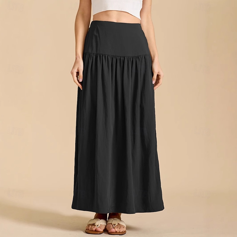 Medieval Maxi Skirt Cotton Skirt Retro Vintage Medieval Renaissance Ankle Length Skirt Cottagecore Solid Color Women's Vacation LARP Ren Faire Adults' Summer Skirt2