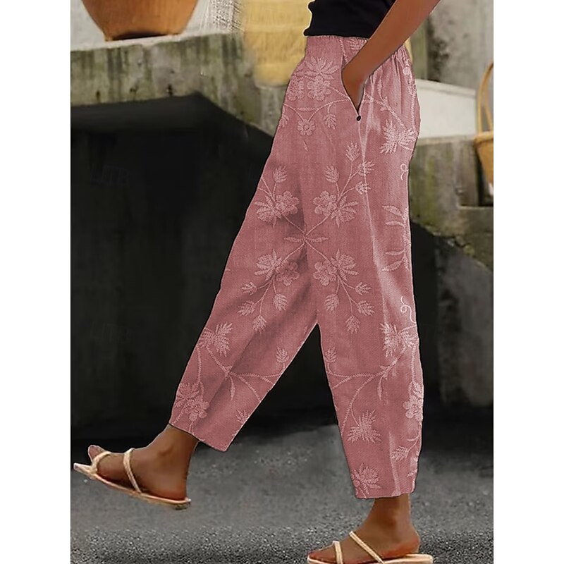 Women's Pants Trousers Comfort Casual / Sporty Full Length Natural Inelastic Daily Wear Casual Daily Yellow Light Green Pink sky blue Spring, Fall, Winter, Summer Regular Fit4