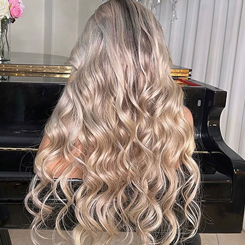 Remy Human Hair 5x5 Closure Wig 13x4 Lace Front Wig  Brazilian Hair Loose Wave Multi-color Wig with Baby Hair Ombre Ash Blonde Lace Front Glueless Wigs For Women3