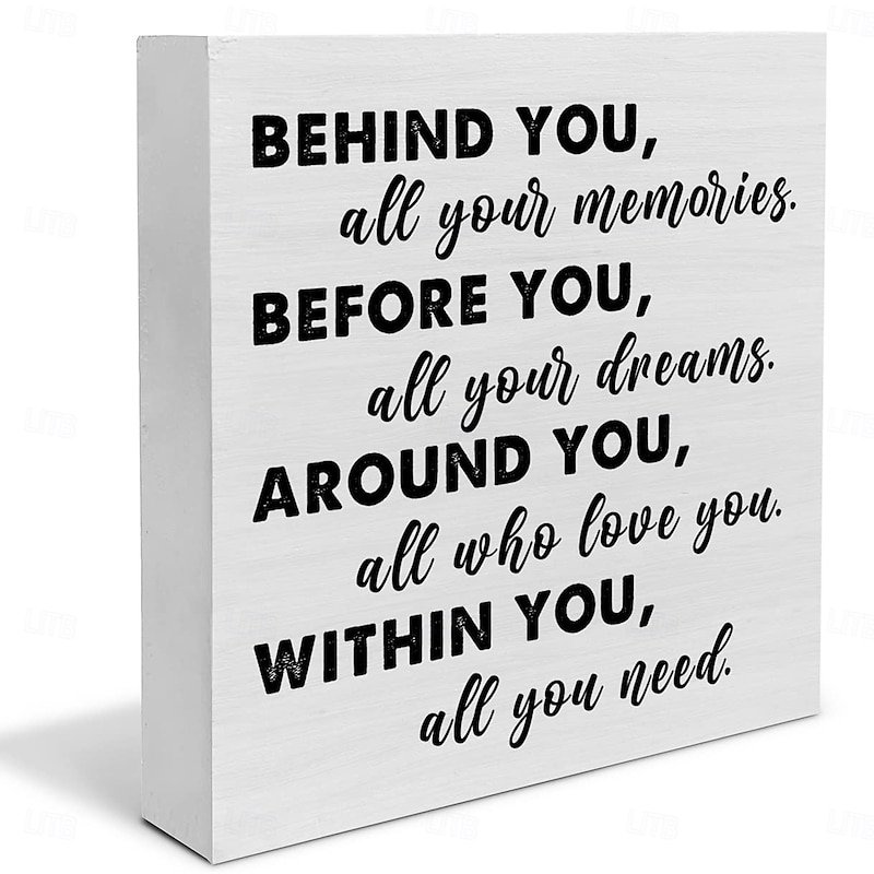 Graduation Quote Wood Box Sign Decor Desk Sign Positive Behind You All Your Memories Wooden Box Block Sign Rustic Home Shelf Wall Decoration Grad Gift3