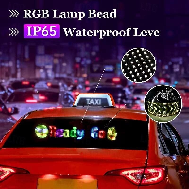 Smart Lights Programmable Car Led Sign Flexible Scrolling Bright LED Sign for Car Bluetooth APP RGB Animations Text Graffiti Message Pattern Advertising With Remote Controls for Car Store Bar2
