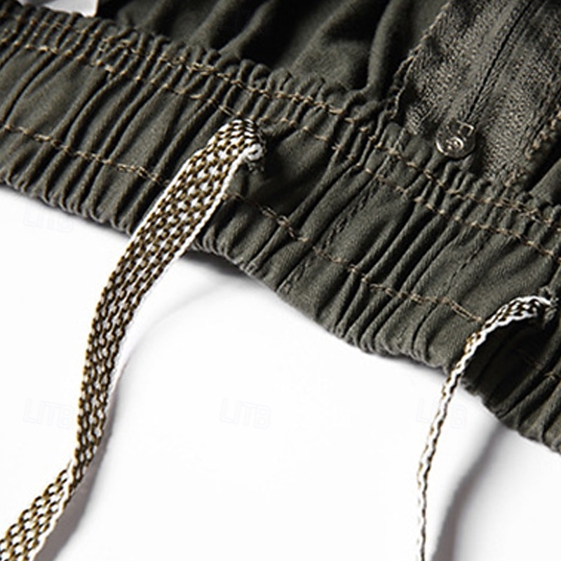 Men's Running Shorts Cargo Shorts Hiking Shorts Military Summer Outdoor Regular Fit Comfortable Shorts Drawstring Elastic Waist Dark Grey Yellow Cotton Hunting Climbing Camping / Hiking / Caving L XL4