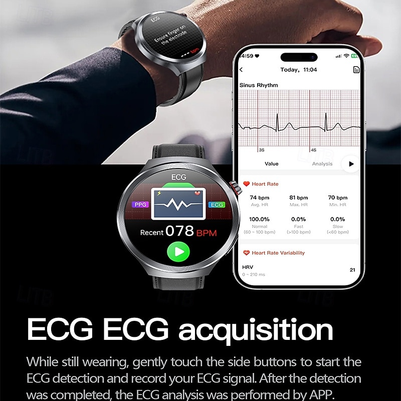 iMosi ET475 Smart Watch 1.73 inch Smartwatch Fitness Running Watch Bluetooth ECG+PPG Temperature Monitoring Pedometer Compatible with Android iOS Women Men Long Standby Hands-Free Calls Waterproof4